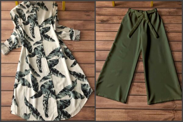 147 kurti plazzo white bg green leaf