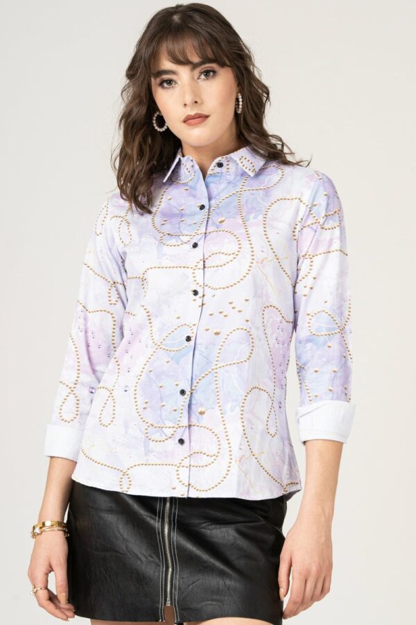 blue chain pattern shirt