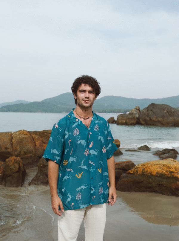 teal bloom statement shirt