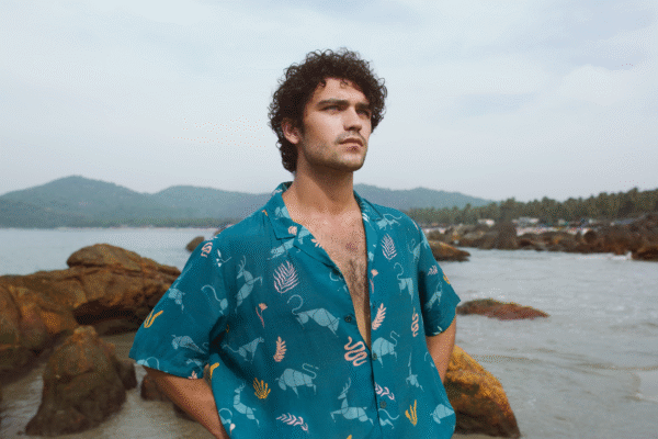 teal bloom statement shirt