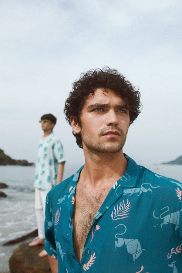 teal bloom statement shirt