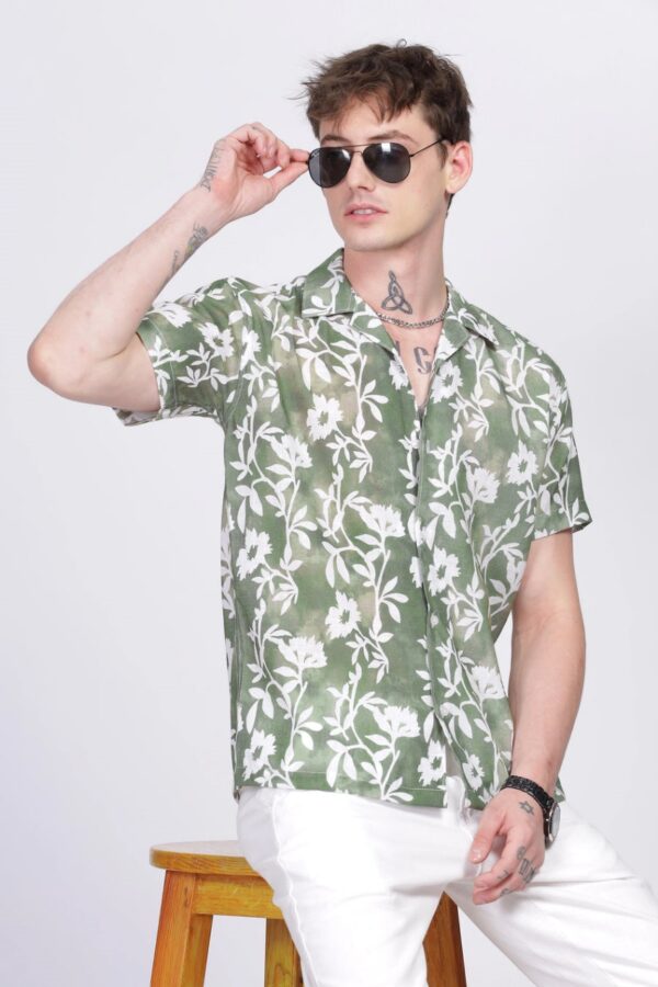 olive bloom half sleeve lycra shirt