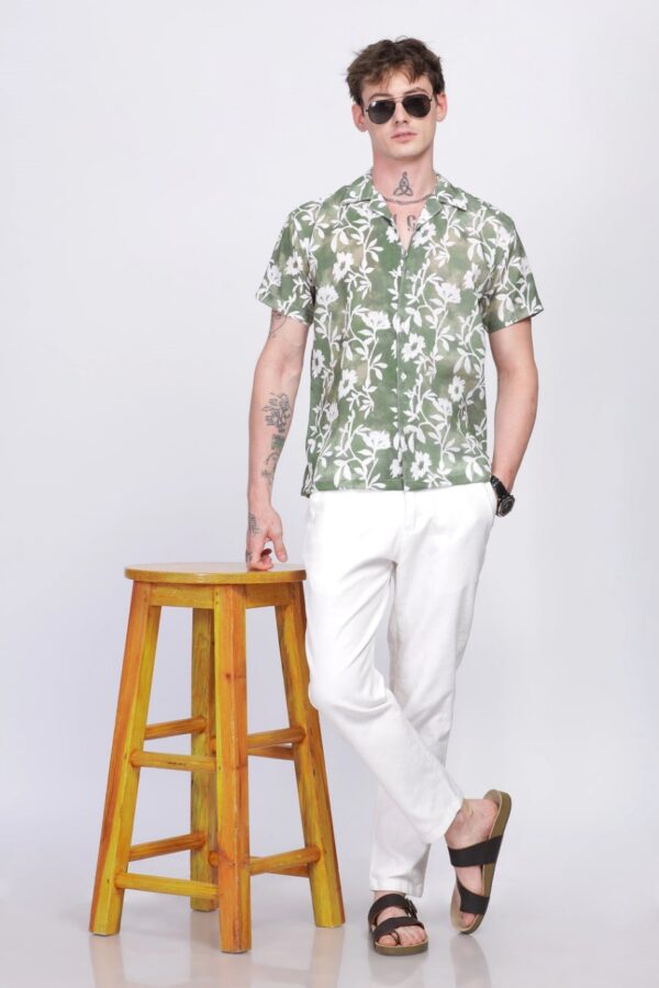 olive bloom half sleeve lycra shirt