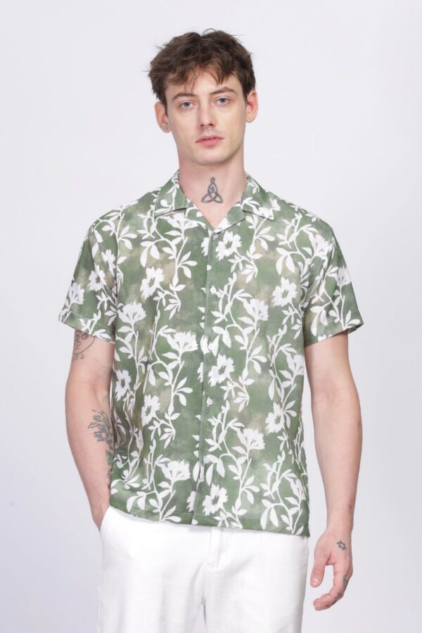 olive bloom half sleeve lycra shirt