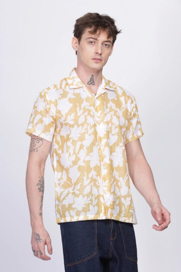 yellow & white floral lycra shirt