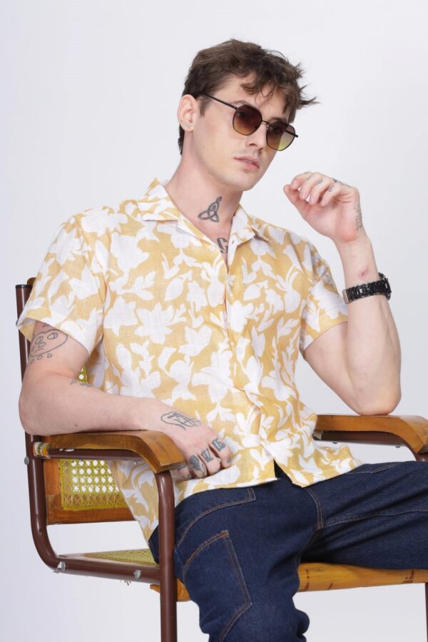 yellow & white floral lycra shirt
