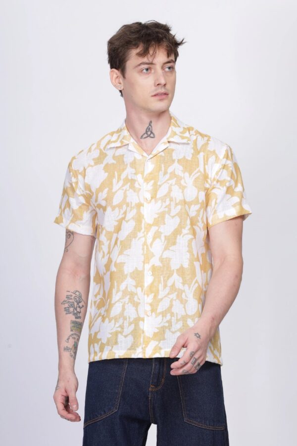 yellow & white floral lycra shirt